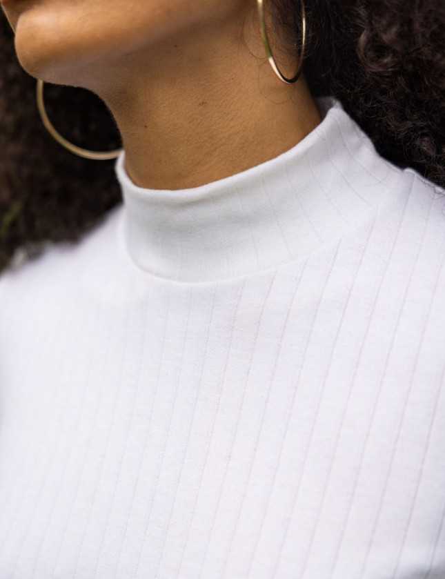 T-shirt manches longues laine et coton - Blanc