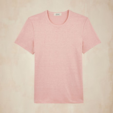 T-shirt col rond homme lin - rose