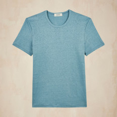 T-shirt col rond homme lin - Ciel