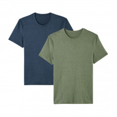 T-shirt col rond homme lin - Marine et Kaki
