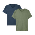 2x T-shirts  Lin - Marine + Kaki - Homme