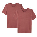 2x T-shirts Lin col V - Terracotta - Homme