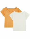 2x T-shirts Lin - Moutarde - Ecru - Femme