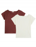 2x T-shirts Lin - Terracotta - Ecru - Femme