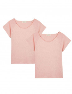 Lot de 2 t-shirts femme lin - rose