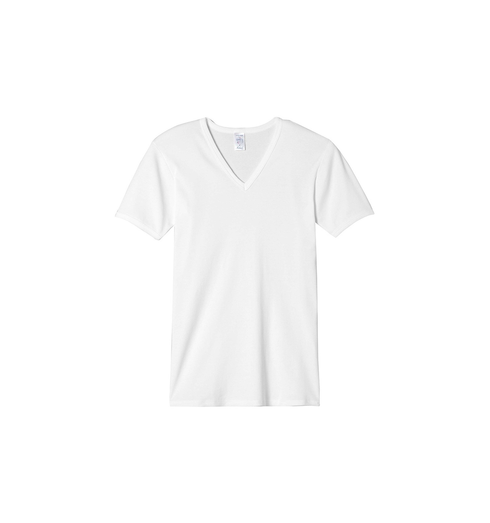 T Shirt Homme Blanc Col V - Made in France