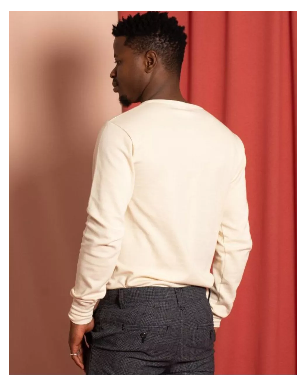 T-shirt Thermique Homme Manches Longues - 100% Coton - Col Rond Côtelé - Sous-vêtement Chaud Hiver
