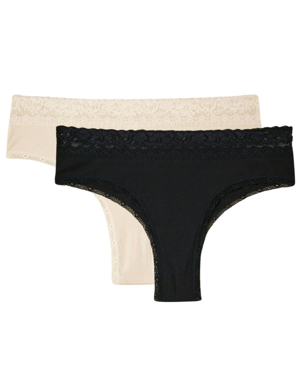 Lot de 2 tanga dentelle en coton Bio et Made in France Lemahieu