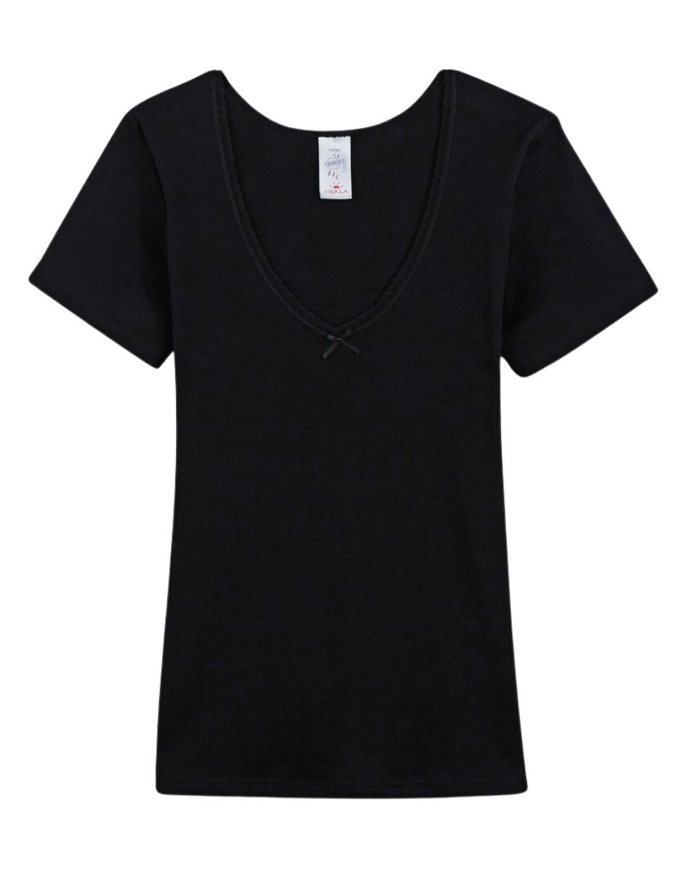 T shirt noir femme col v online