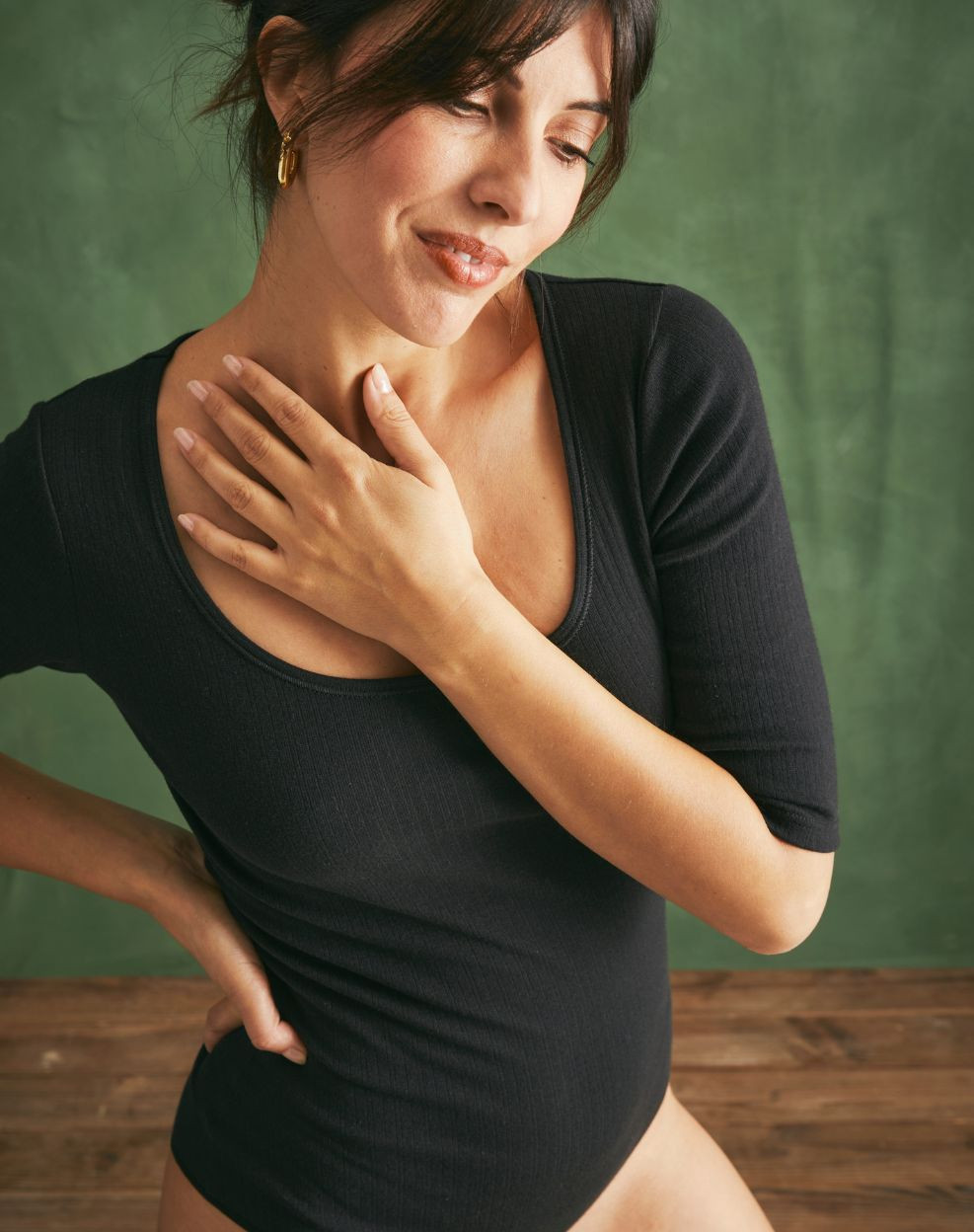 Body noir manches courtes online