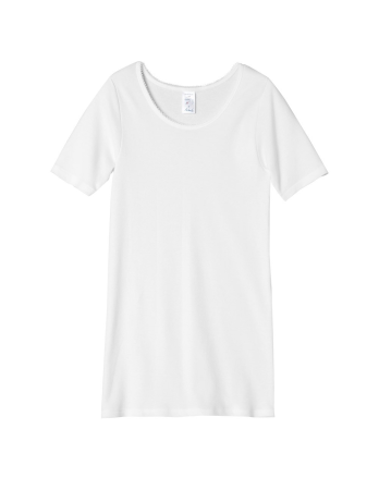 Tee-shirt manches courtes blanc en coton pour femme
