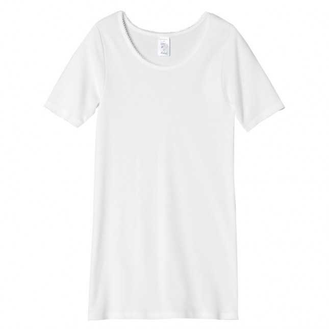 Tee-shirt manches courtes blanc en coton pour femme