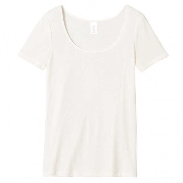 T-shirt Femme - Maille plumetis en laine - Blanc | Lemahieu
