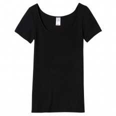 T-shirt Femme - Maille plumetis en laine - Noir| Lemahieu