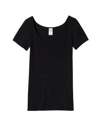 T-shirt Femme - Maille plumetis en laine - Noir| Lemahieu
