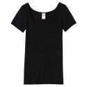 T shirt Femme Maille plumetis en laine Noir Made in France