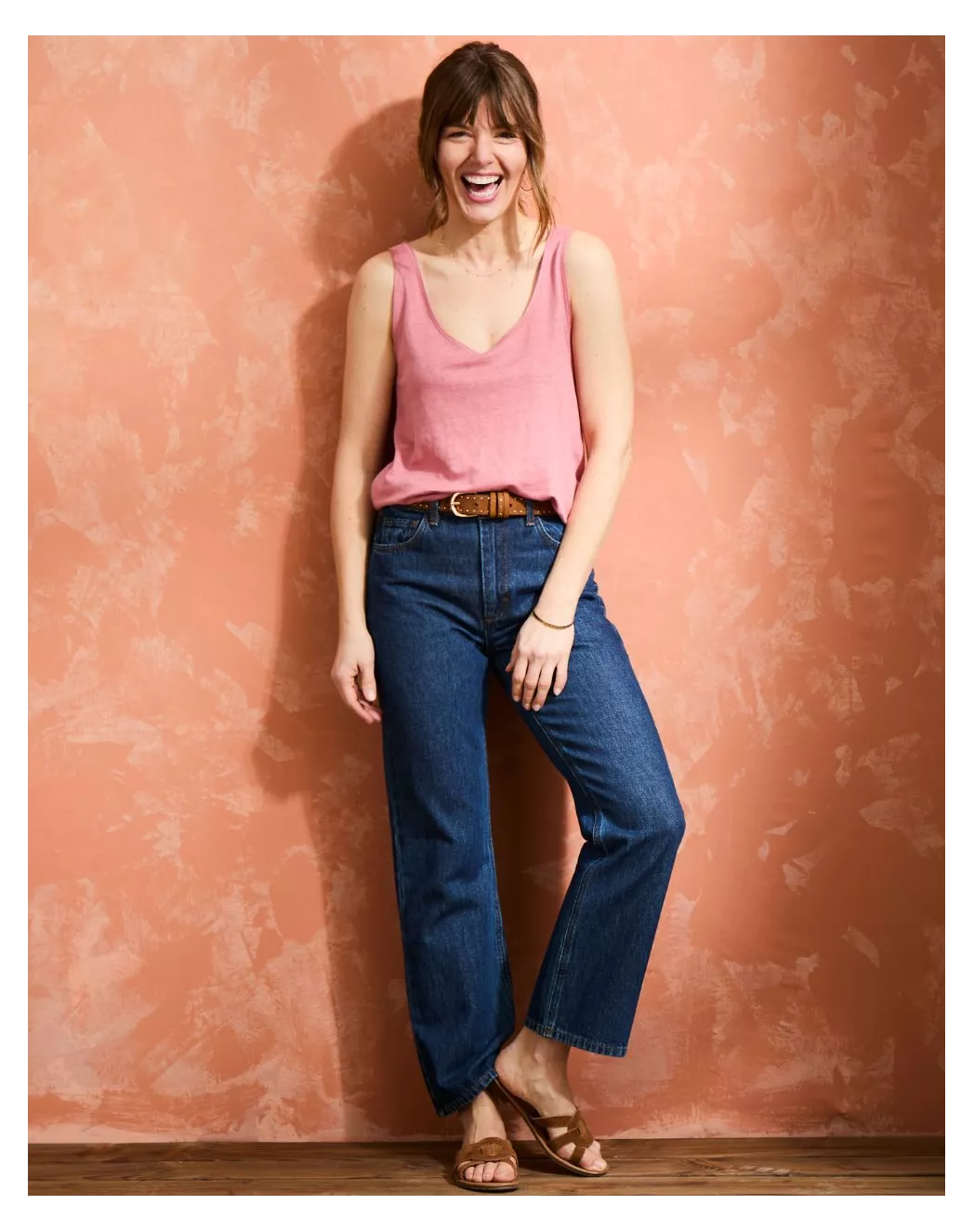 Débardeur femme lin français - Rose - Made In France | Lemahieu