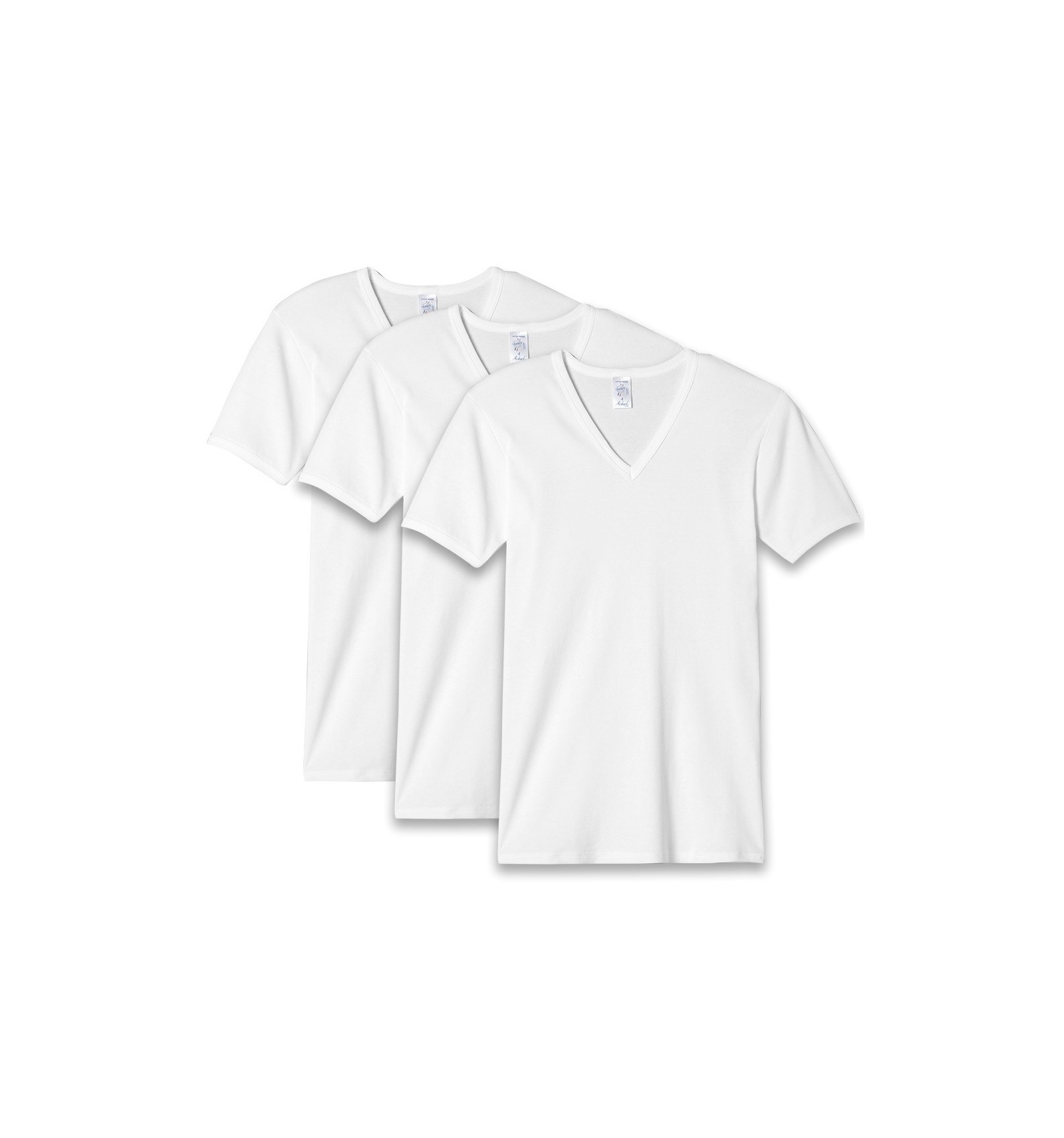 3x T-shirts seconde peau - Col V - Blanc - Homme