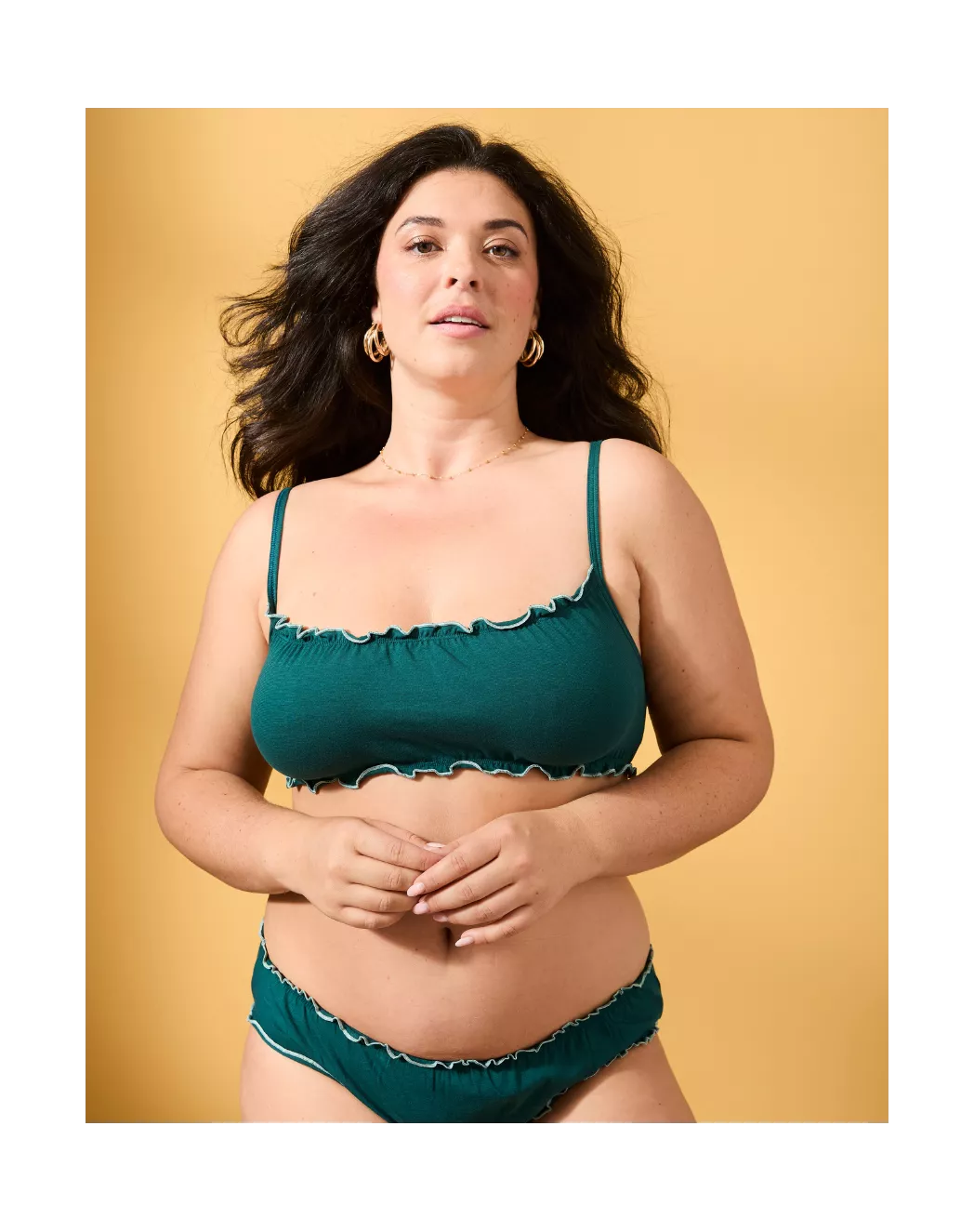 Brassière froufrou - Vert Cyprès