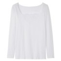 T-shirt manches longues Femme Dentelle - Blanc
