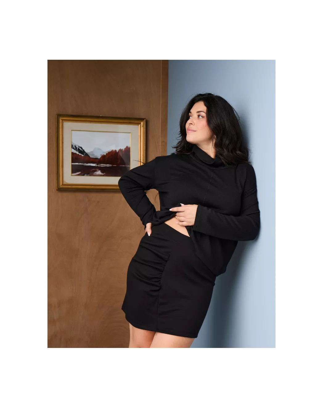 Mini Jupe froncée Laine Mérinos - Noir