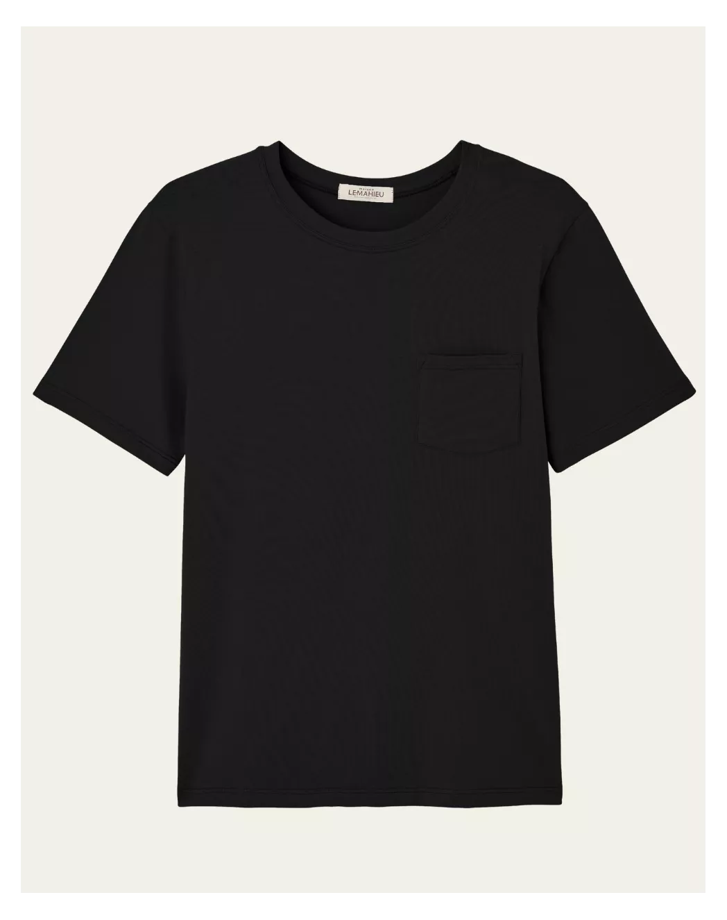 T-shirt coton modal à poche - Noir - Col rond