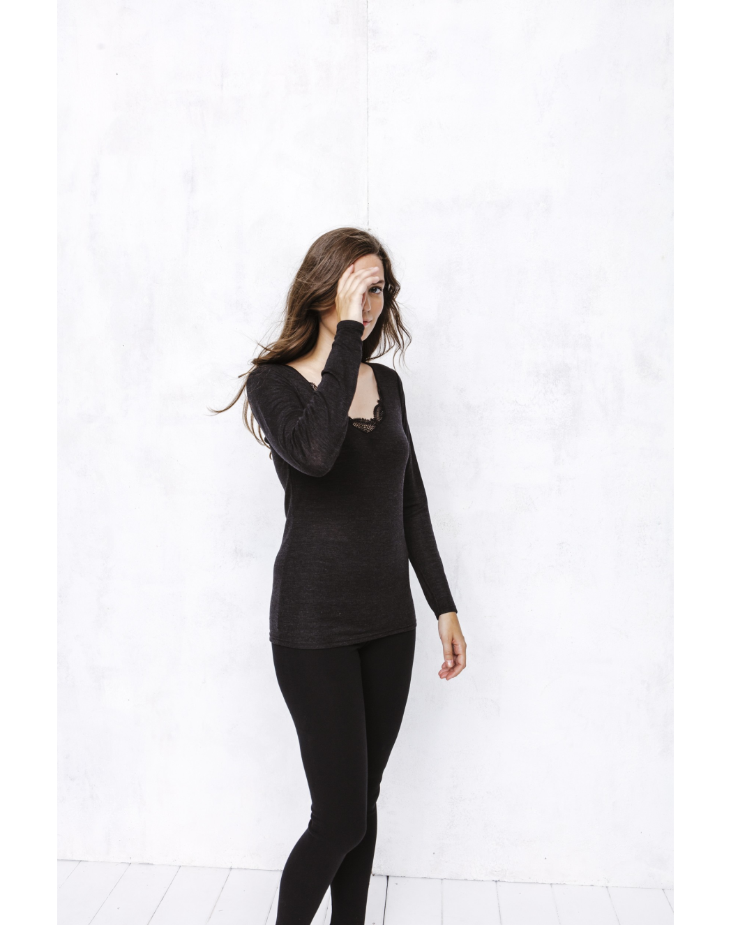 Tee-shirt manches longues en laine et soie extra chaud Femme | Lemahieu