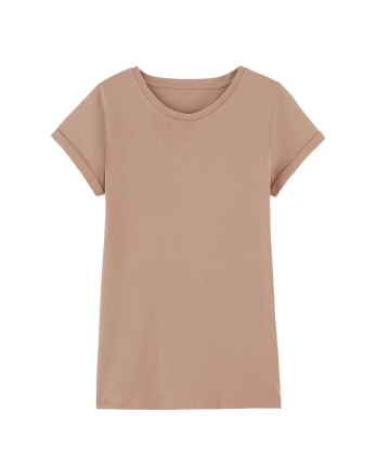 T-shirt Femme manches à revers coton Bio - Seigle