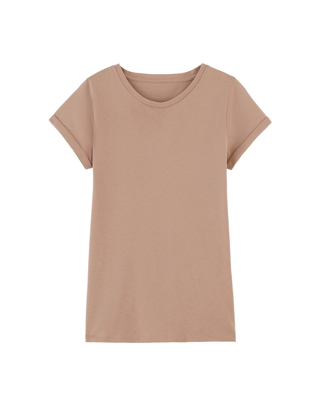 T-shirt Femme manches à revers coton Bio - Seigle