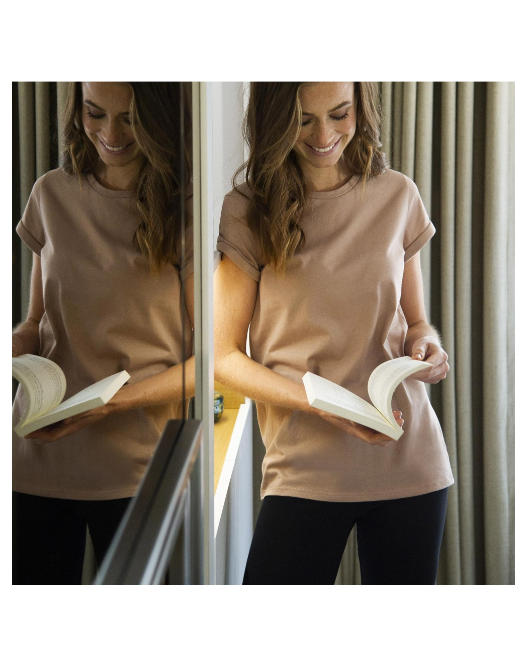 T-shirt Femme manches à revers coton Bio - Seigle