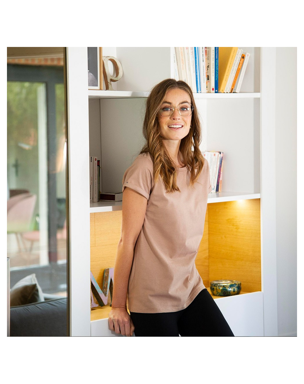 T-shirt Femme manches à revers coton Bio - Seigle