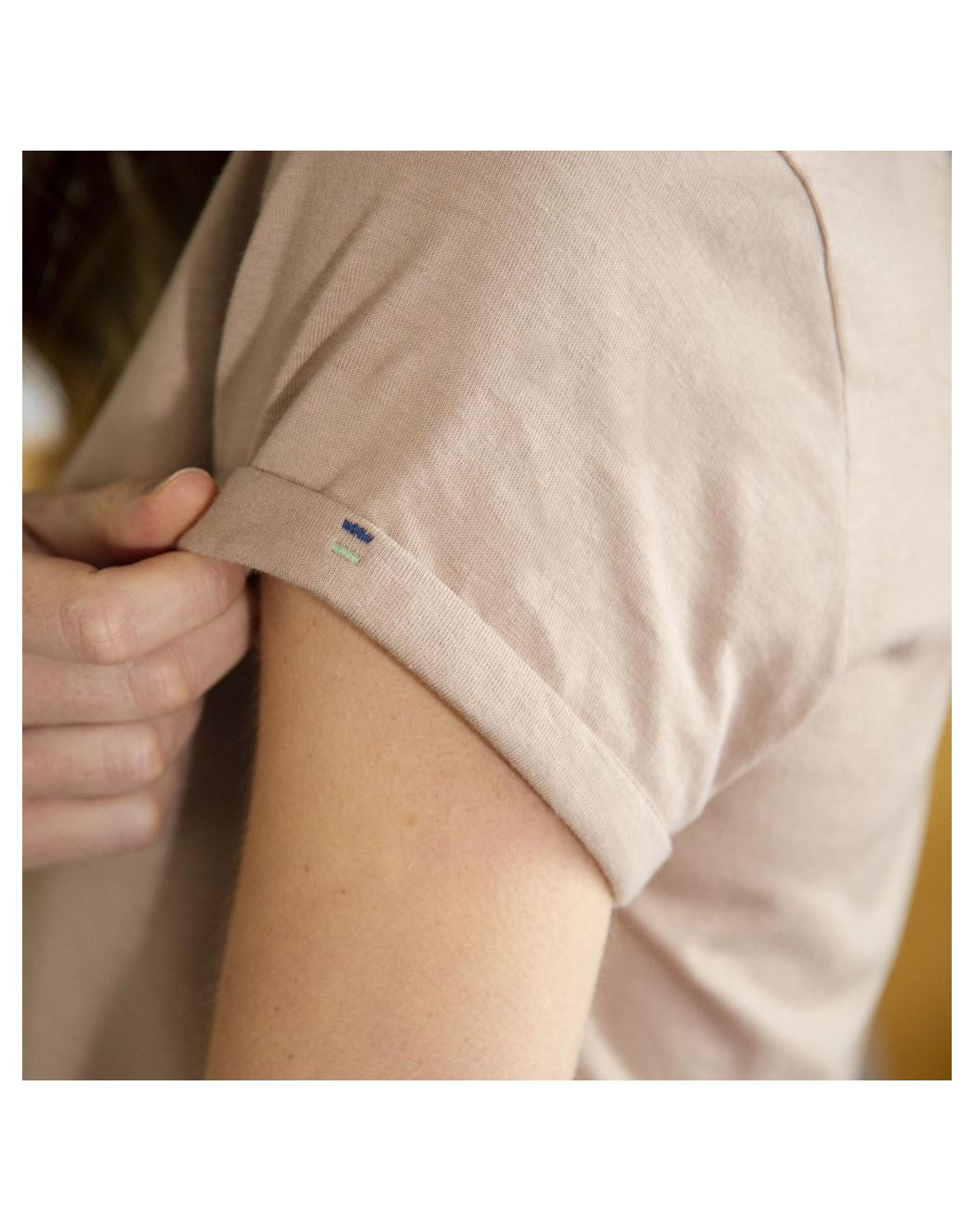 T-shirt Femme manches à revers coton Bio - Seigle