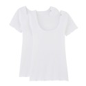 Lot de 2 T-shirts point de bourdon - La Flâneuse - Blanc