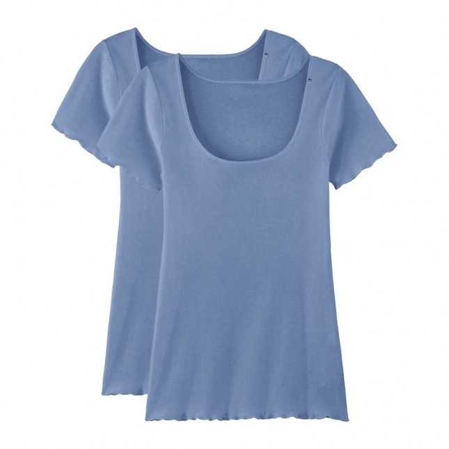 Lot de 2 T-shirts point de bourdon - La Flâneuse - Bleu Océan | Achel par Lemahieu 