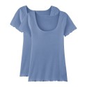 2x T-shirts en Coton BIO - Bleu océan - Femme
