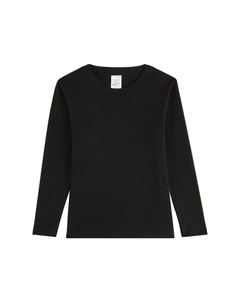 T-shirt manches longues en laine - Enfant - Noir