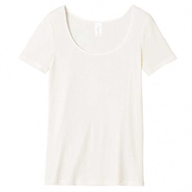 Lot de 2 t-shirts femme Maille plumetis en laine - Blanc