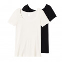 Lot 2 t-shirts femme en laine et coton - Blanc + Noir