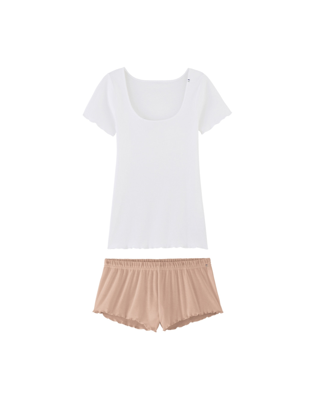 Pyjama T-shirt manches courtes et Short Femme - Blanc et Seigle