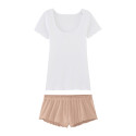 Pyjama T-shirt et Short - La Flâneuse - Blanc et Seigle