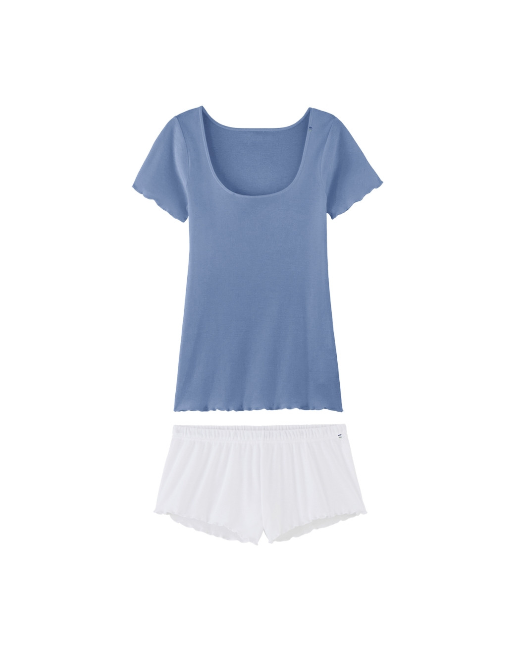 Pyjama T-shirt manches courtes et Short Femme - Océan et Blanc