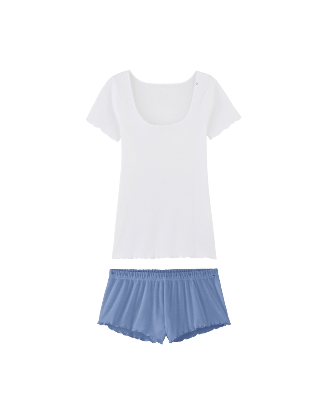 Pyjama T-shirt manches courtes et Short Femme - Blanc et Océan