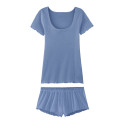 Pyjama T-shirt + Short - Bleu océan - Femme