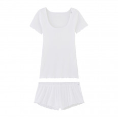 Pyjama T-shirt manches courtes et Short Femme - Blanc