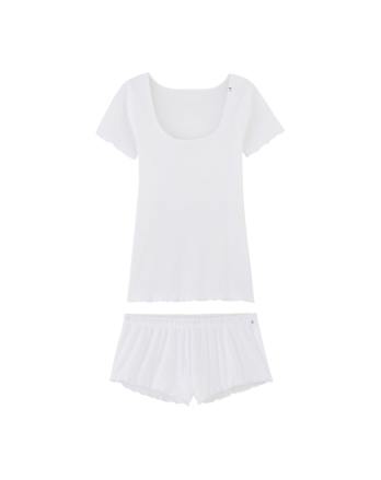 Pyjama T-shirt manches courtes et Short Femme - Blanc
