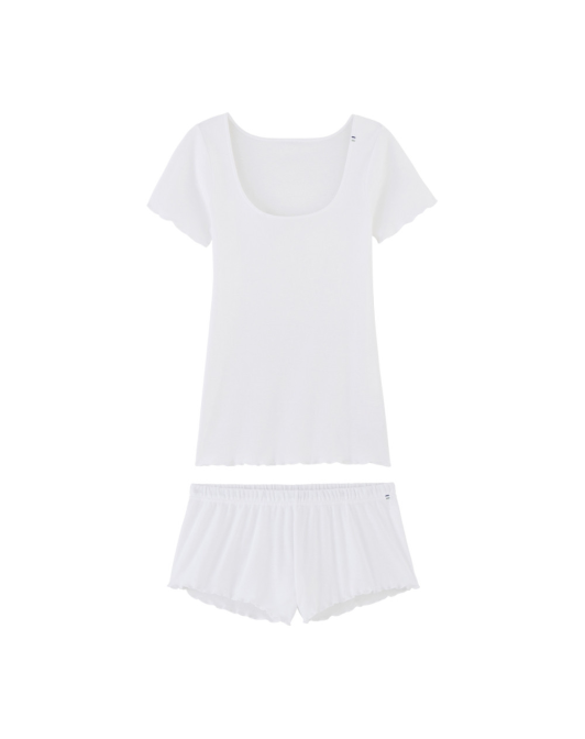 Pyjama T-shirt et Short - Blanc