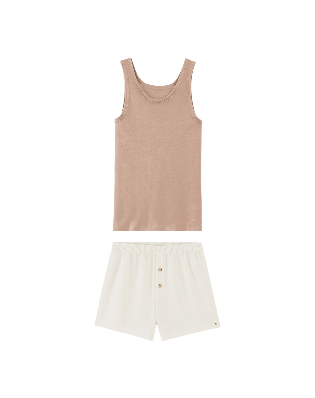 Pyjama Débardeur et Caleçon court - Seigle et Naturel