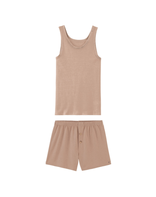Pyjama Débardeur et Caleçon court en coton bio - Seigle