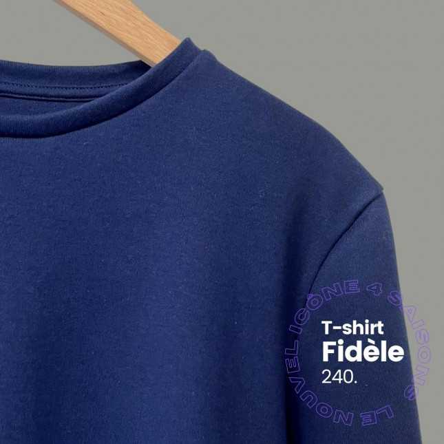 T-shirt épais en coton bio - Marine | Made in France 
