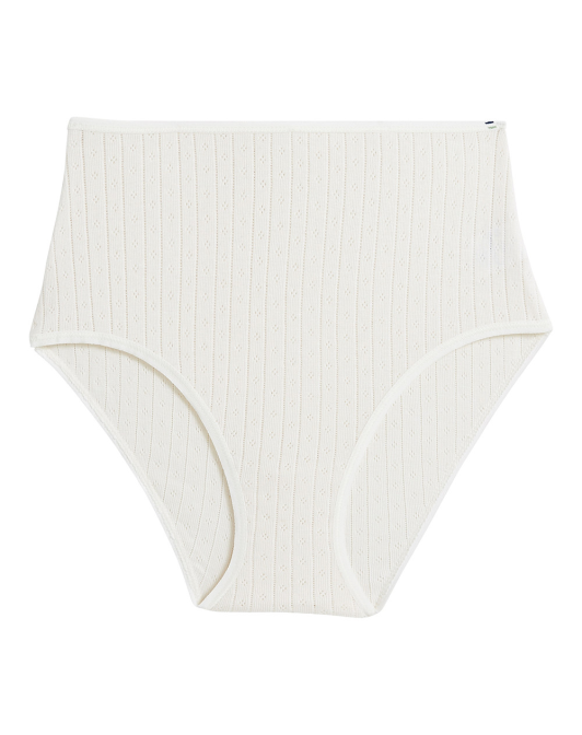 Culotte taille haute Pointelle - Blanc